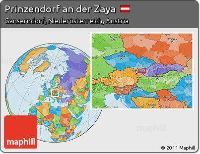 Political Location Map of Prinzendorf An Der Zaya