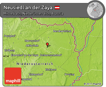 Physical Map of Neusiedl An Der Zaya