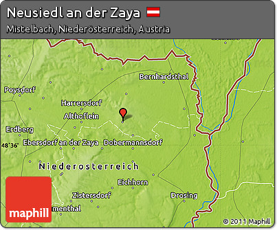 Physical Map of Neusiedl An Der Zaya