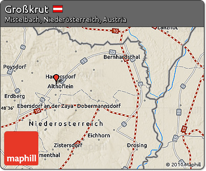 Shaded Relief Map of Großkrut