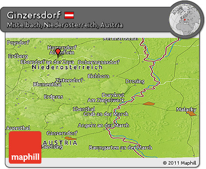 Physical Panoramic Map of Ginzersdorf