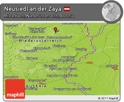 Physical Panoramic Map of Neusiedl An Der Zaya