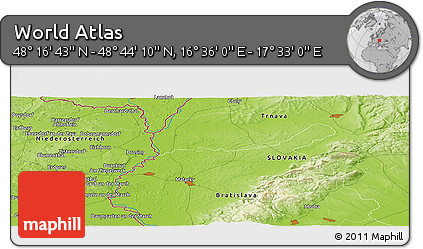 Physical Panoramic Map of the Area around 48° 30' 27" N, 17° 4' 30" E