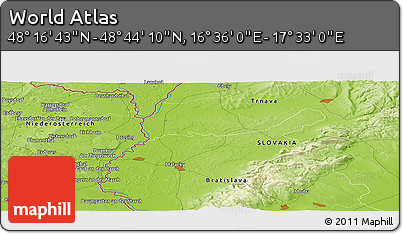 Physical Panoramic Map of the Area around 48° 30' 27" N, 17° 4' 30" E