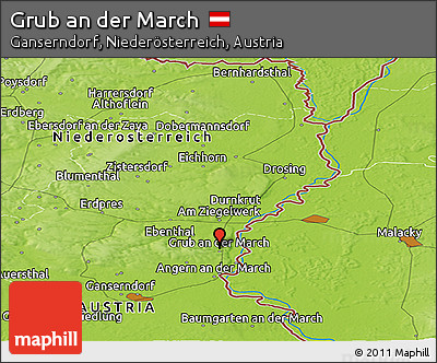 Physical Panoramic Map of Grub An Der March