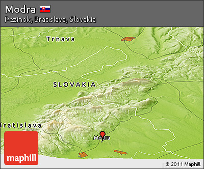 Physical Panoramic Map of Modra