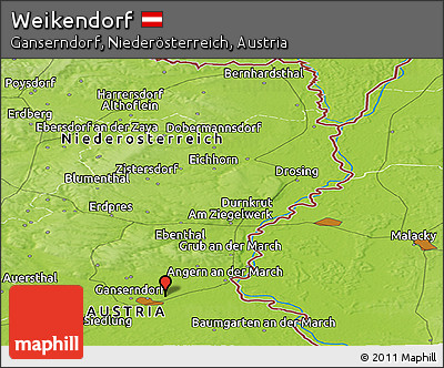 Physical Panoramic Map of Weikendorf