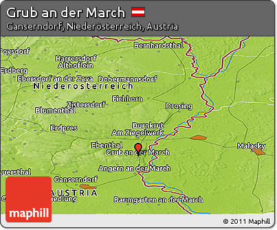 Physical Panoramic Map of Grub An Der March