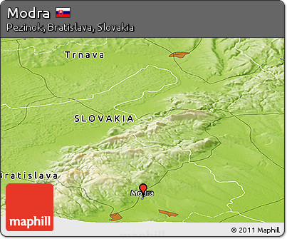 Physical Panoramic Map of Modra
