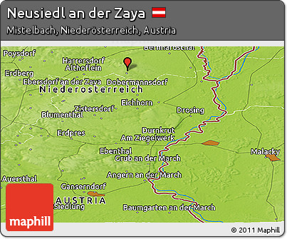 Physical Panoramic Map of Neusiedl An Der Zaya
