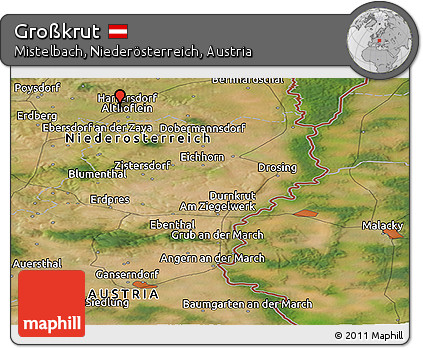 Satellite Panoramic Map of Großkrut