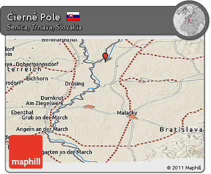 Shaded Relief Panoramic Map of Čierné Pole