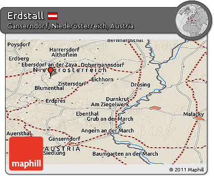 Shaded Relief Panoramic Map of Erdstall