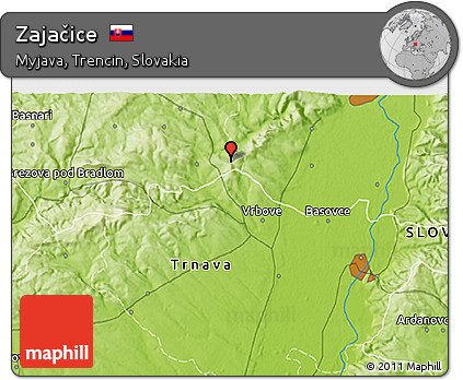 Physical 3D Map of Zajačice