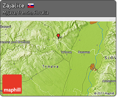 Physical 3D Map of Zajačice