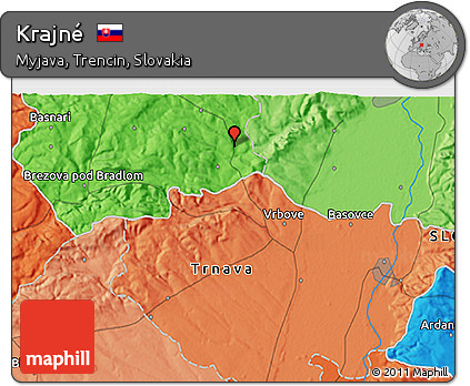Political 3D Map of Krajné