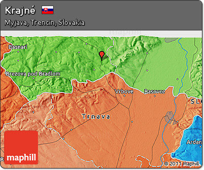 Political 3D Map of Krajné
