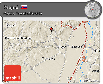 Shaded Relief 3D Map of Krajné