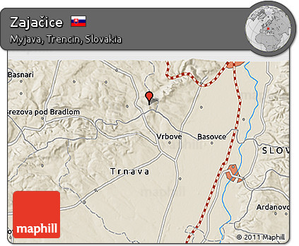 Shaded Relief 3D Map of Zajačice
