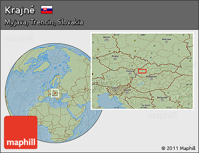 Savanna Style Location Map of Krajné, hill shading
