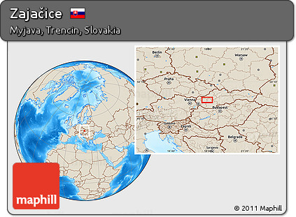 Shaded Relief Location Map of Zajačice