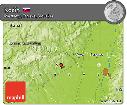 Physical Map of Kočín
