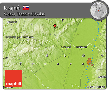 Physical Map of Krajné
