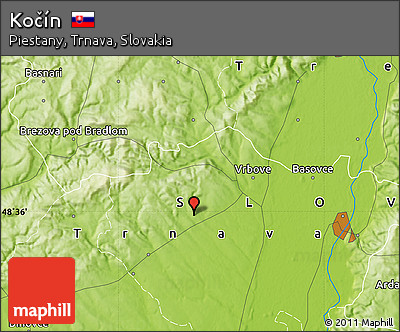 Physical Map of Kočín