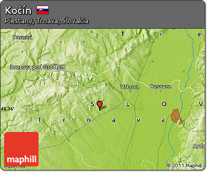Physical Map of Kočín