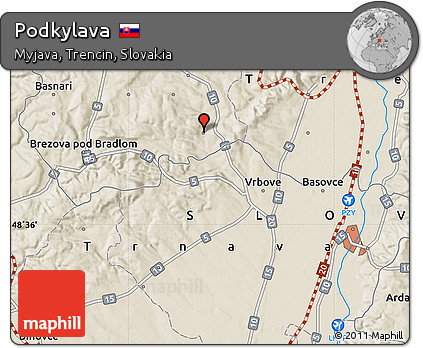 Shaded Relief Map of Podkylava
