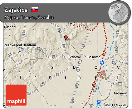 Shaded Relief Map of Zajačice