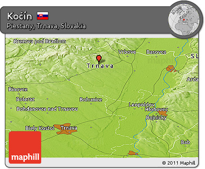 Physical Panoramic Map of Kočín