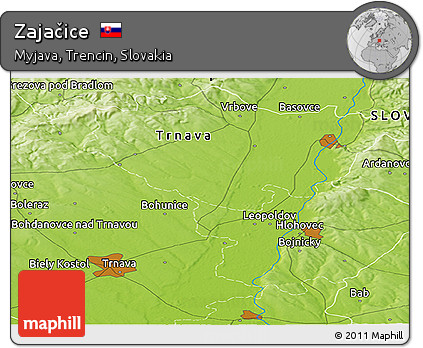 Physical Panoramic Map of Zajačice