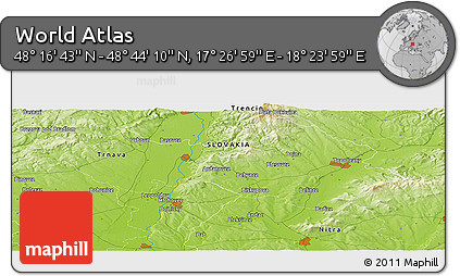 Physical Panoramic Map of the Area around 48° 30' 27" N, 17° 55' 29" E