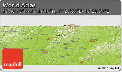 Physical Panoramic Map of the Area around 48° 30' 27" N, 17° 55' 29" E