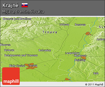 Physical Panoramic Map of Krajné
