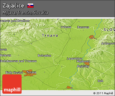 Physical Panoramic Map of Zajačice