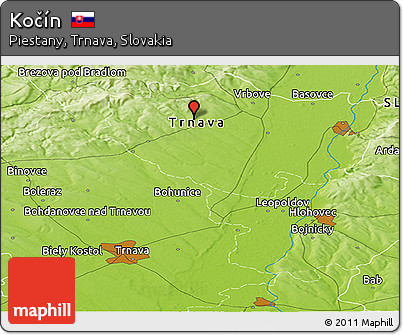 Physical Panoramic Map of Kočín
