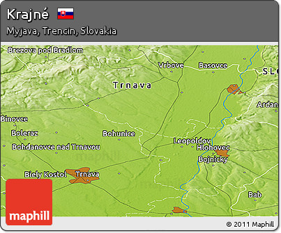 Physical Panoramic Map of Krajné