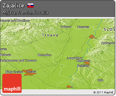 Physical Panoramic Map of Zajačice