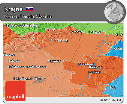 Political Panoramic Map of Krajné