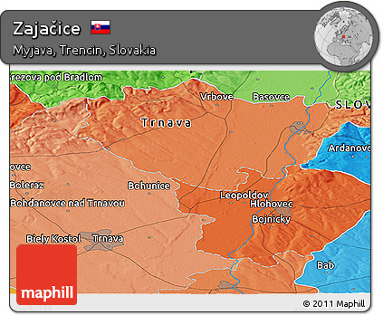 Political Panoramic Map of Zajačice