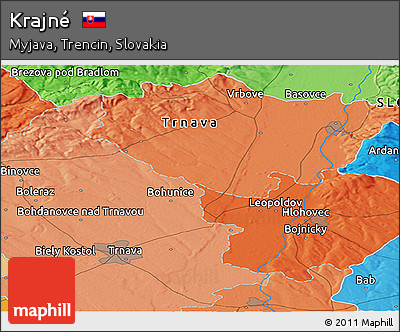 Political Panoramic Map of Krajné