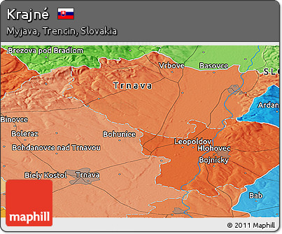 Political Panoramic Map of Krajné