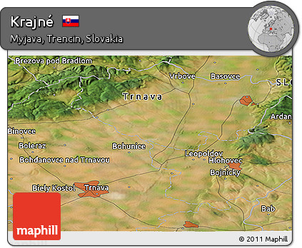 Satellite Panoramic Map of Krajné