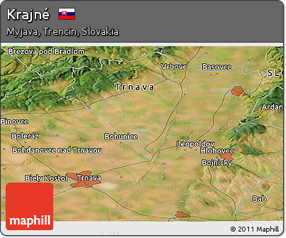 Satellite Panoramic Map of Krajné