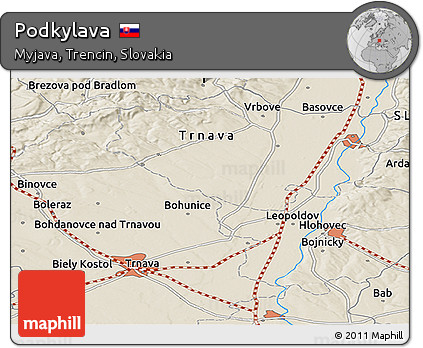 Shaded Relief Panoramic Map of Podkylava
