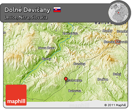 Physical 3D Map of Dolné Devičany