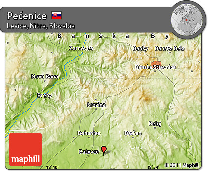 Physical Map of Pečenice