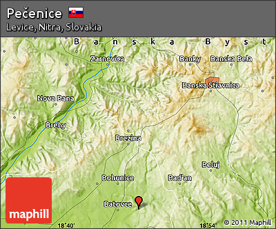 Physical Map of Pečenice